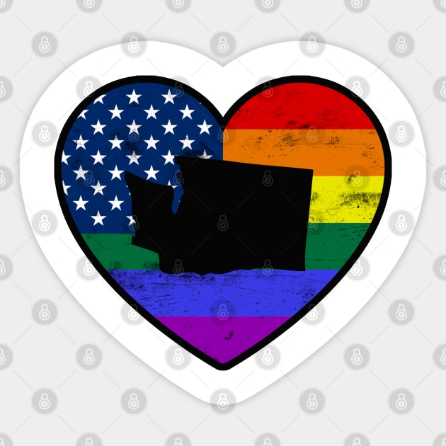 Washington United States Gay Pride Flag Heart Sticker by TextTees